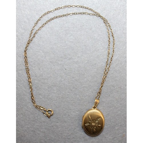 536 - Stamped Rolled Gold Locket & Necklace