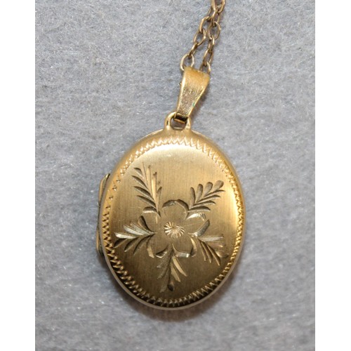 536 - Stamped Rolled Gold Locket & Necklace