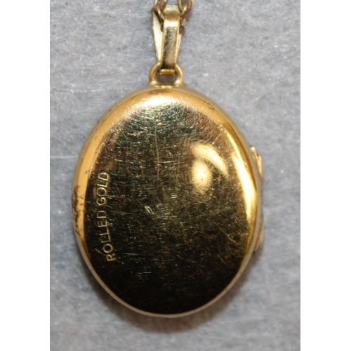 536 - Stamped Rolled Gold Locket & Necklace