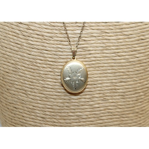 536 - Stamped Rolled Gold Locket & Necklace