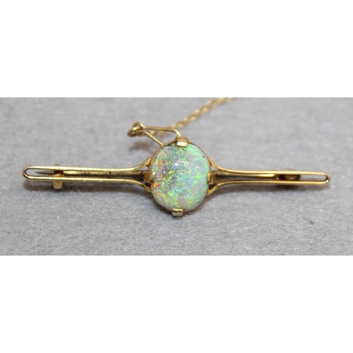 541 - Stamped 9ct Gold Opal Brooch Total Weight 3.70g