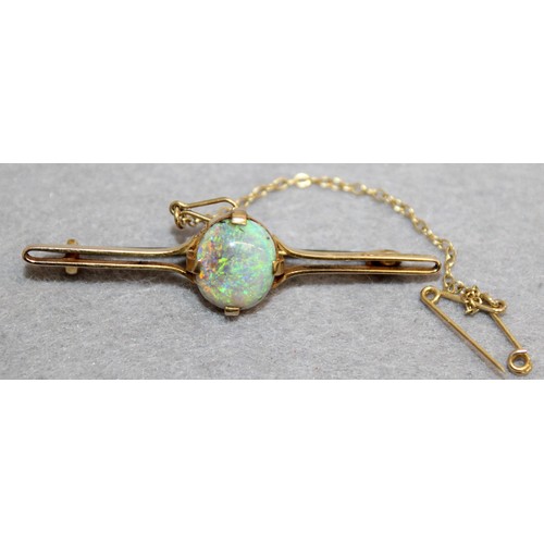 541 - Stamped 9ct Gold Opal Brooch Total Weight 3.70g