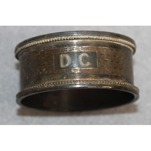 477 - Hallmarked Silver Napkin Ring Engraved D.C