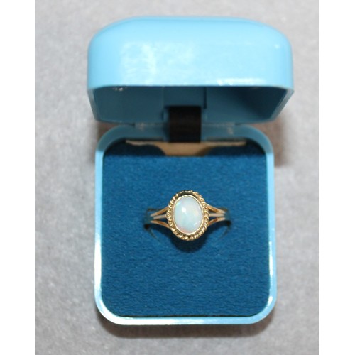 544 - Stamped 375 Gold Opal Ring Size N Total Weight-1.57g In A Box