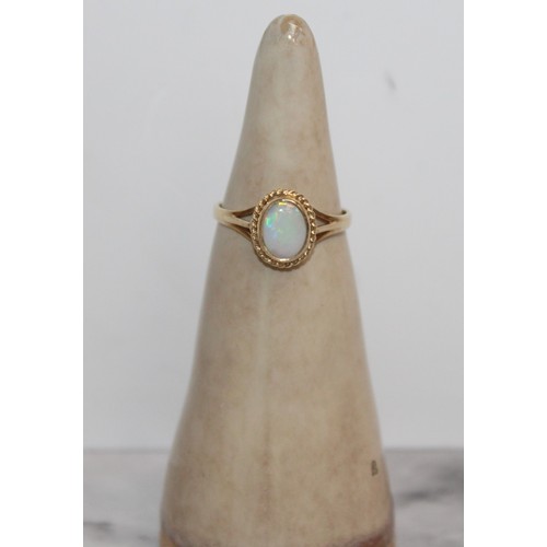 544 - Stamped 375 Gold Opal Ring Size N Total Weight-1.57g In A Box