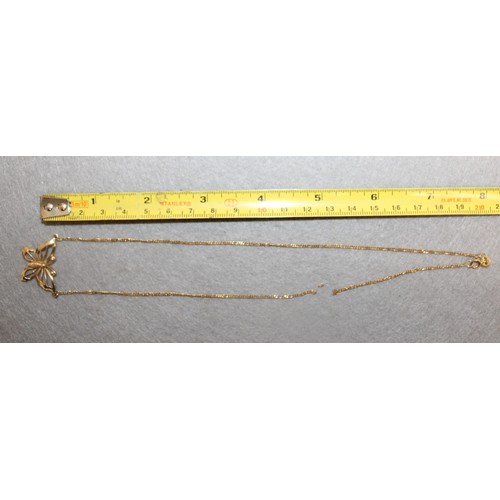 555 - Stamped 375 Gold Necklace Total Weight-3.58g(Broken As Shown In Pictures)