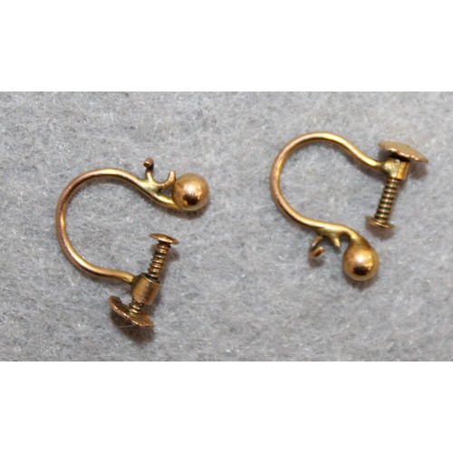 556 - Stamped 9ct Gold Screw On Hinged Earring Loops Total Weight-0.68g