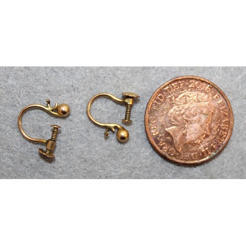 556 - Stamped 9ct Gold Screw On Hinged Earring Loops Total Weight-0.68g