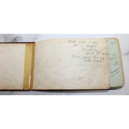 128 - Autographs Book Inscription Dated 1916 Containing Poems/Verses/Pictures Etc