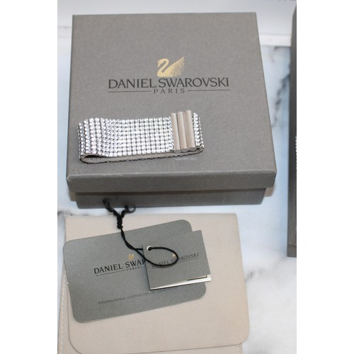 433 - 3 x Boxed Daniel Swarovski Crystal Jewellery Set Inc- Bracelet, Necklace & Earrings