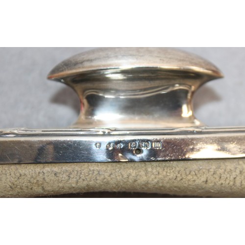 483 - 2 x Silver Hallmarked Items Inc- Nail Buff & Small Glass Silver Topped Pot