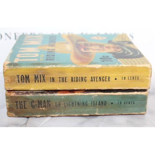 52 - Two Vintage US Story Books - The G-Man on  Lightning Island and Tom Mix in the Riding Avenger C1936...