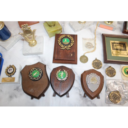 606 - Quantity of Athletic / Sporting Trophies and Medals ( Some Boxed)