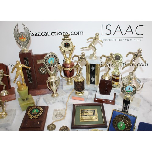 606 - Quantity of Athletic / Sporting Trophies and Medals ( Some Boxed)