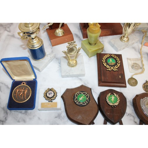 606 - Quantity of Athletic / Sporting Trophies and Medals ( Some Boxed)