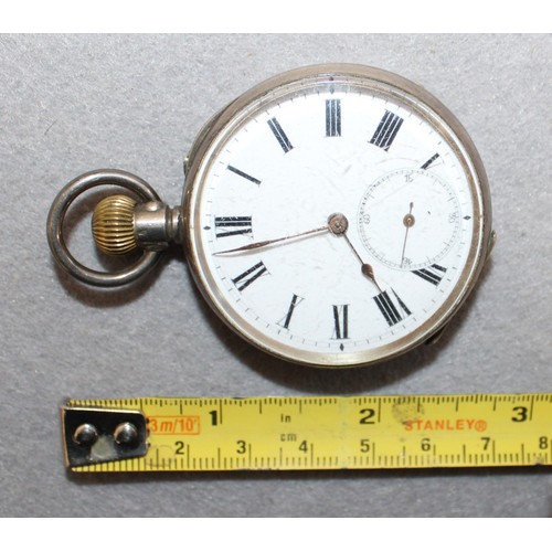 487 - Stamped 800 Silver Pocket Watch Untested