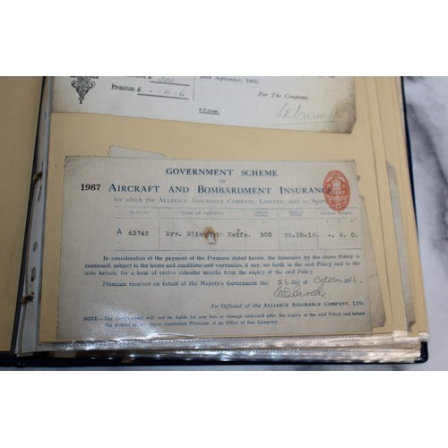 138 - Folder Containing Early 20th Century Purchase Receipts and Insurance Policy Documents