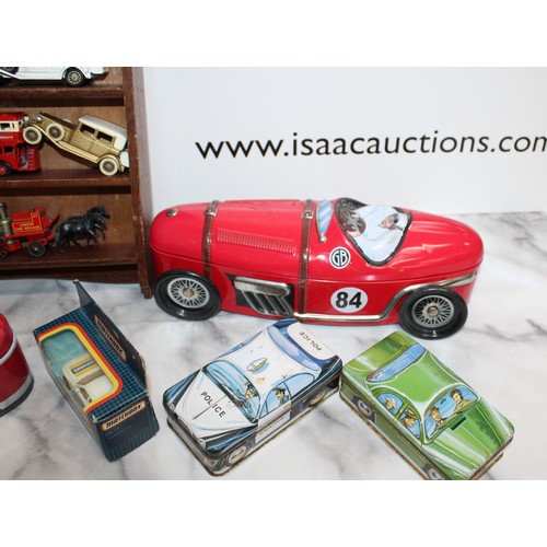 710 - Selection Of Collectable Vehicles/Tins/Shelf Inc-CORGI/Lledo/Matchbox/Ideal/Shinseikiki Etc
Various ...