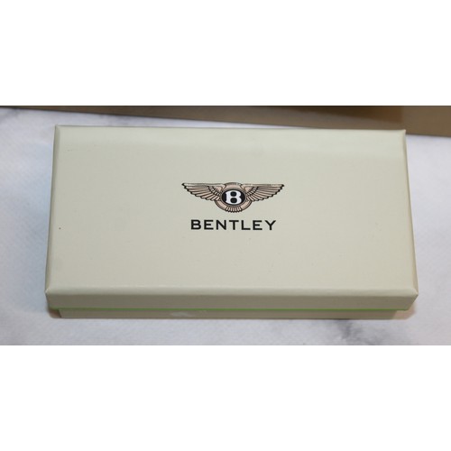 140 - Boxed BENTLEY Crystal 2 x Flute Glasses & Boxed BENTLEY Keyring