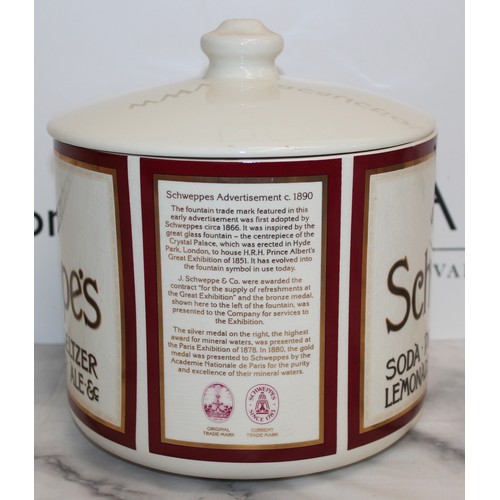 221 - Large Vintage Ceramic Schweppe's Ice Bucket
Height 21cm
Diameter 20 x 20cm
COLLECTION ONLY