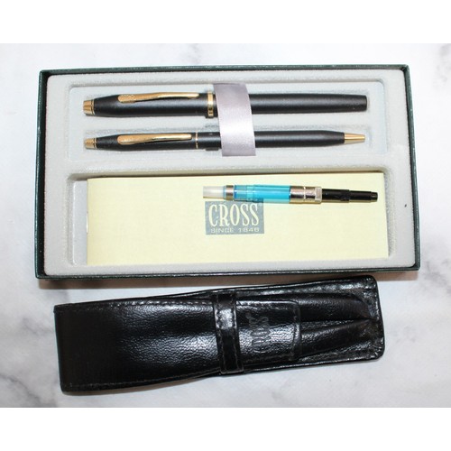 7 - Boxed CROSS Pen Set Fountain & Ball Point Pen & Accessories...