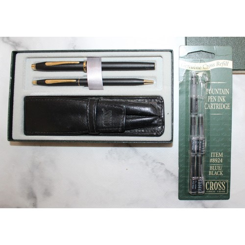 7 - Boxed CROSS Pen Set Fountain & Ball Point Pen & Accessories