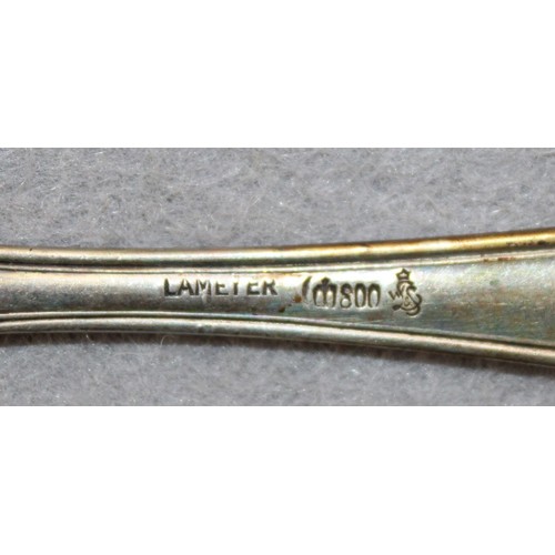 302 - German Swastika Stamped LAMEYER 800 Silver Spoon & Folk Total Weight-85g