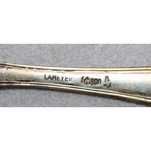 302 - German Swastika Stamped LAMEYER 800 Silver Spoon & Folk Total Weight-85g