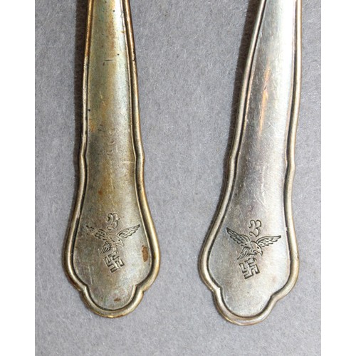 302 - German Swastika Stamped LAMEYER 800 Silver Spoon & Folk Total Weight-85g