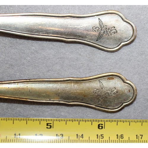 302 - German Swastika Stamped LAMEYER 800 Silver Spoon & Folk Total Weight-85g