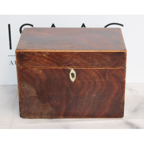 151 - Wooden Tea Caddy 18.5cm x 11cm x 13cm