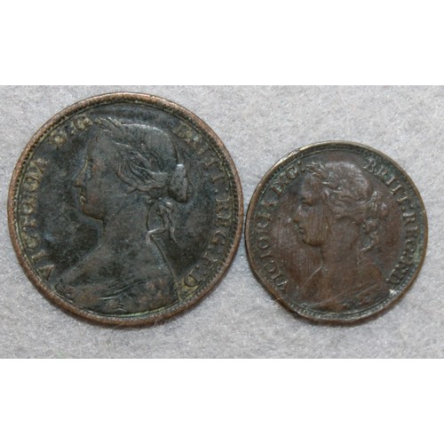 377 - 2 x Coins 1861 & 1878 ( Half Penny & Farthing)