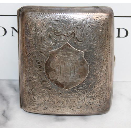 511 - Hallmarked Silver Birmingham Cigarette Case Engraved Inside As Shown In Pictures