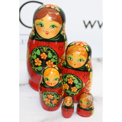 156 - 3 x Russian Dolls Sets (One Set Missing A Part As Shown In Pictures) Russian Wooden Egg