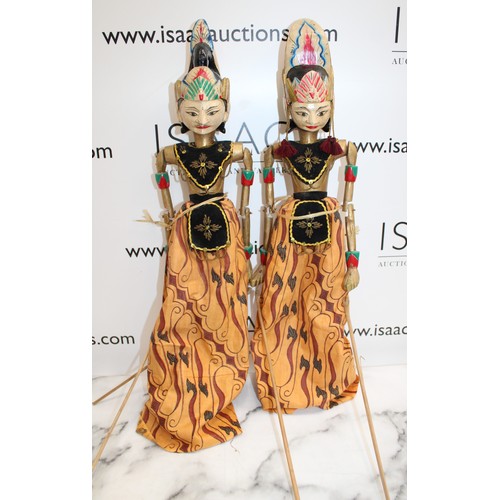 157 - 2 x Vintage Wooden Puppets Height-62cm