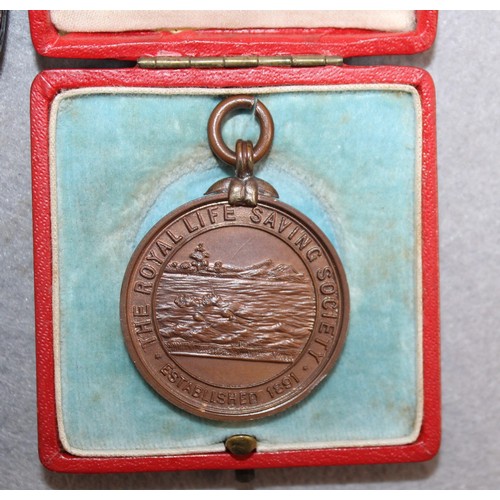 177 - 4 x Boxed Medals Inc-Girls Club 1915/1913 Camera Club/1908 The Royal Life Saving Society/1933 Athlet... 