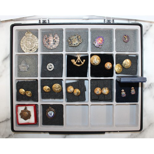 298 - Quantity of Military Badges, Uniform Buttons and Sporting Fobs