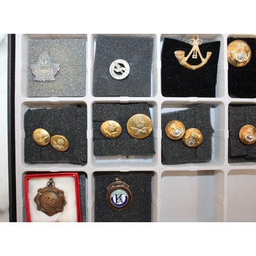 298 - Quantity of Military Badges, Uniform Buttons and Sporting Fobs