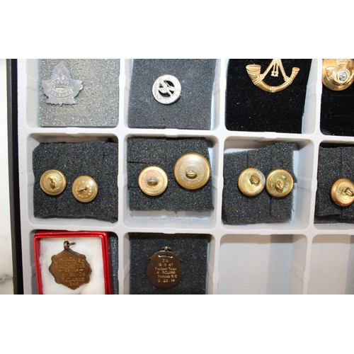 298 - Quantity of Military Badges, Uniform Buttons and Sporting Fobs