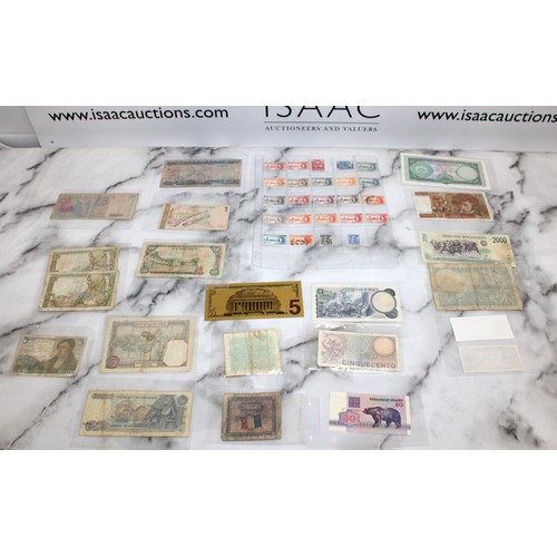 386 - Quantity of Mixed Worldwide Currency Banknotes along with Stamps