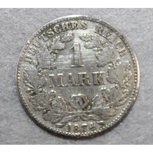 402 - 1874 German 1 Mark Coin + 1907 German Half Mark Coin