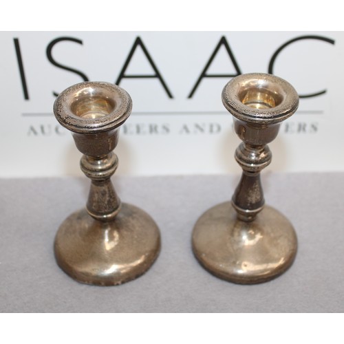 515 - Pair of Silver Hallmarked Candle Sticks - Both 12cm Tall Approx