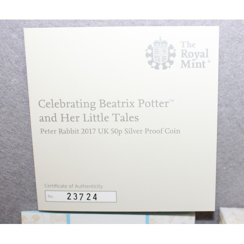 391 - The Royal Mint Boxed Beatrix Potter Peter Rabbit 2017 UK 50p Silver Proof Coin