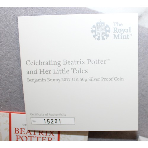 392 - Boxed Royal Mail Beatrix Potter Benjamin Bunny 2017 UK 50p Silver Proof Coin