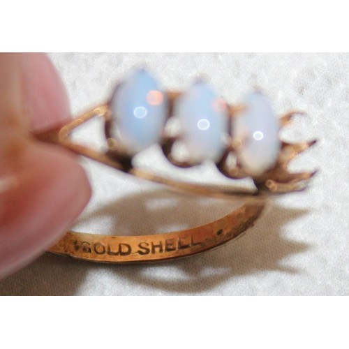 594 - Stamped GOLD SHELL Opal Ring Size L (Missing Stone) Includes One Small Opal Stone Not Part Of Ring