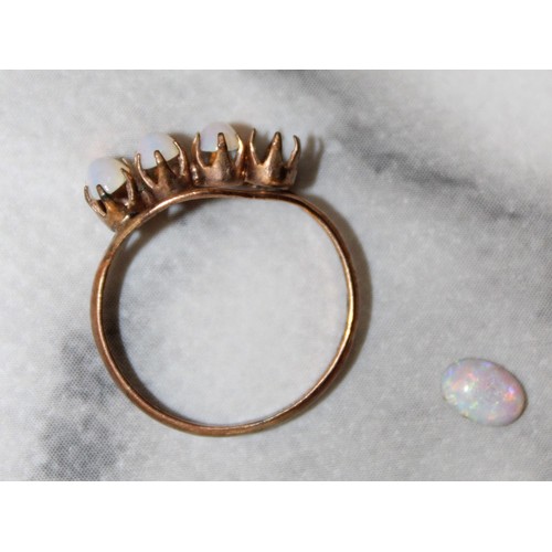 594 - Stamped GOLD SHELL Opal Ring Size L (Missing Stone) Includes One Small Opal Stone Not Part Of Ring