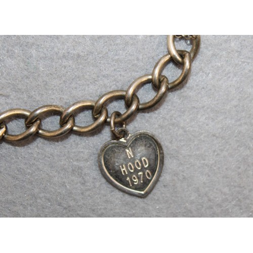 506 - Stamped SILVER Charm Bracelet With One Charm Stamped SILVER