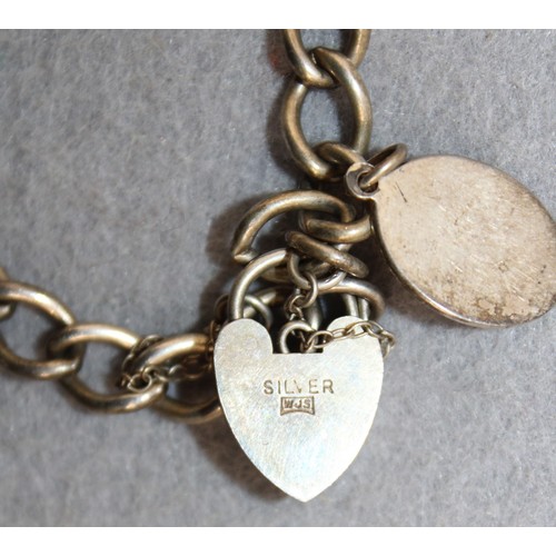 506 - Stamped SILVER Charm Bracelet With One Charm Stamped SILVER