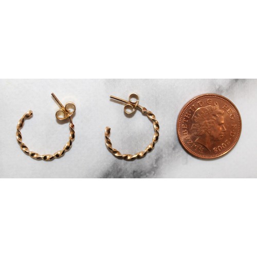 598 - Gold 375 Earrings Total Weight 1.33g