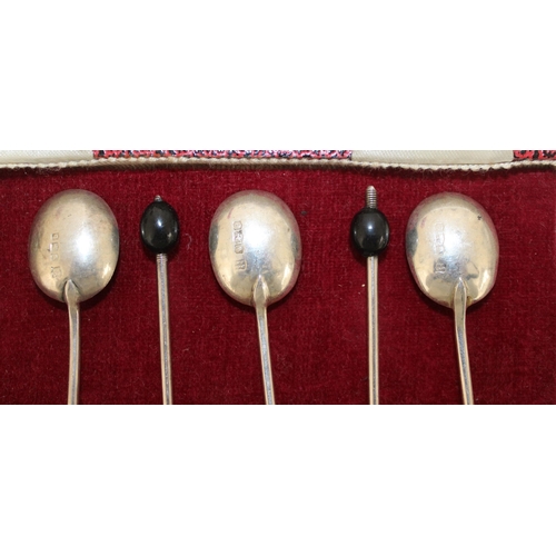 508 - Boxed Six Silver Hallmarked Bean Tea Spoons